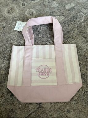 NWT Trader Joe’s Mini pink stripped tote